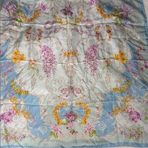 Versace Blue and Gold Silk Scarf EUC
